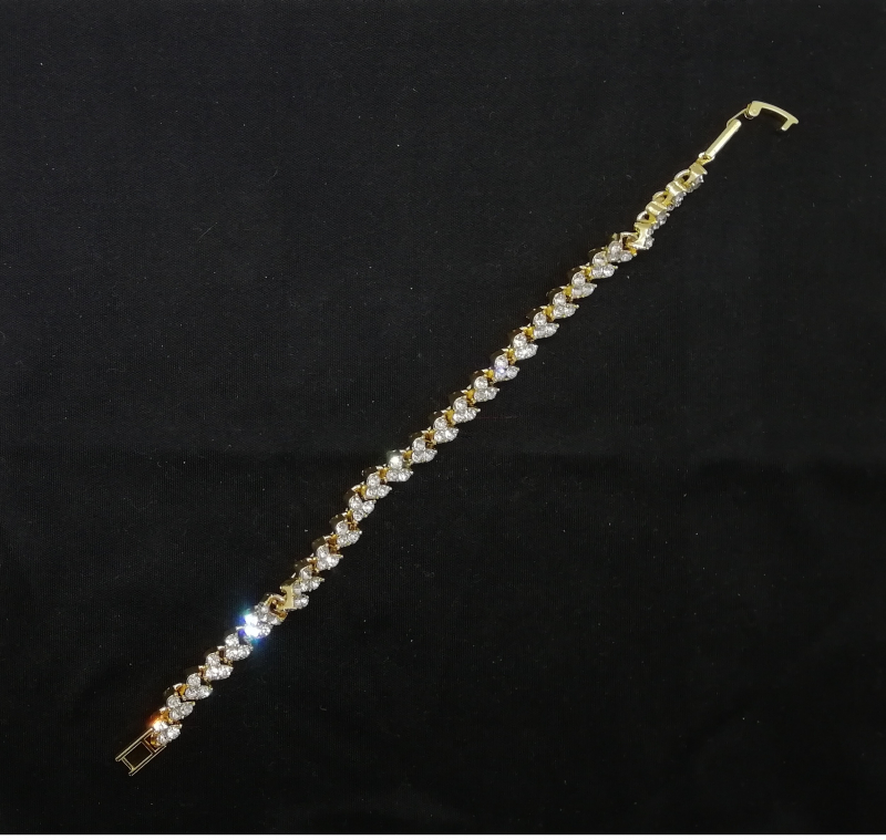 Damenarmband, Edelstahl mit weißen Zirkonia-Steinen, Länge: 21 cm