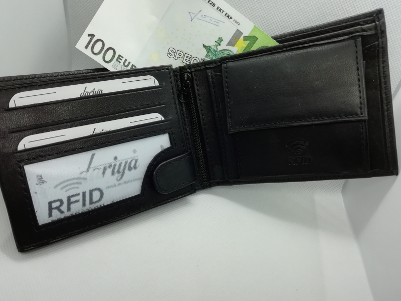 Geldbörse mit RFID - Schutz Nappa-Leder Kombibörse schwarz
