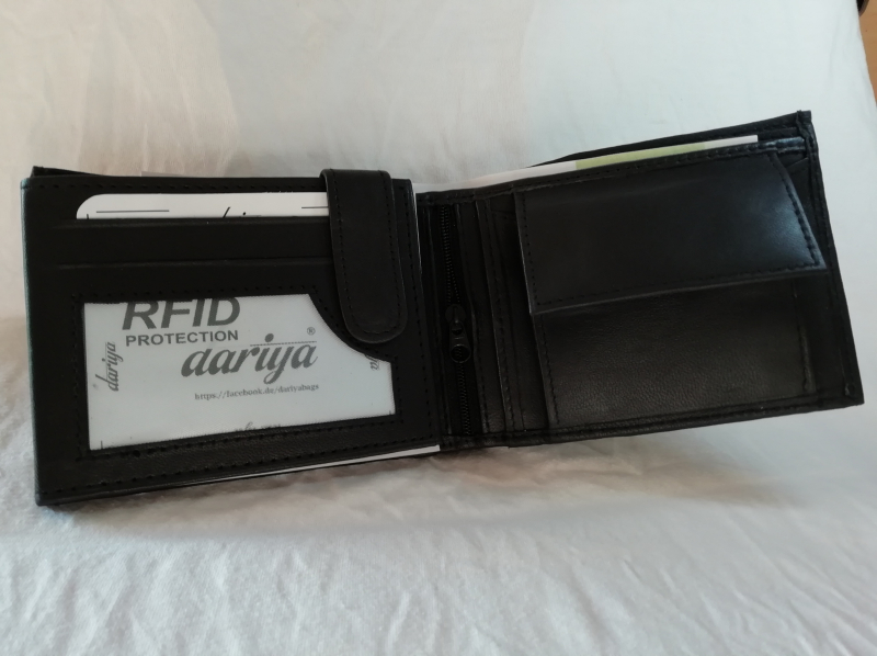 RFID Protect - Geldbörse Nappa-Leder Kombibörse schwarz