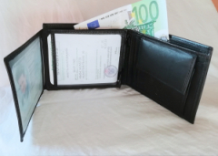 Geldbörse aus Nappa-Leder, mit RFID-Schutz, schwarz Geldbörse aus Nappa-Leder, mit RFID-Schutz, schwarz