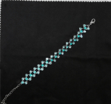 Damenarmband Edelstahl Silber mit blauen Strass-Steinen Länge: 23 cm