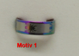 Edelstahl Ring regenbogenfarben mit Motiv Gr. 60 / 19 mm